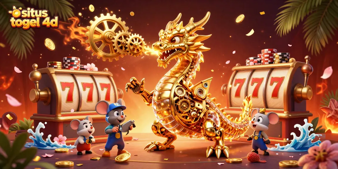 Engage with the thrilling action of situs togel 4d featuring a golden dragon and casino elements.