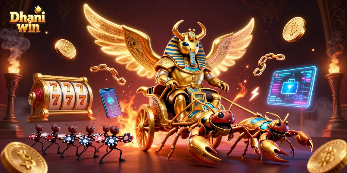 Play games on Dhani win with a dynamic illustration of characters and gambling elements.