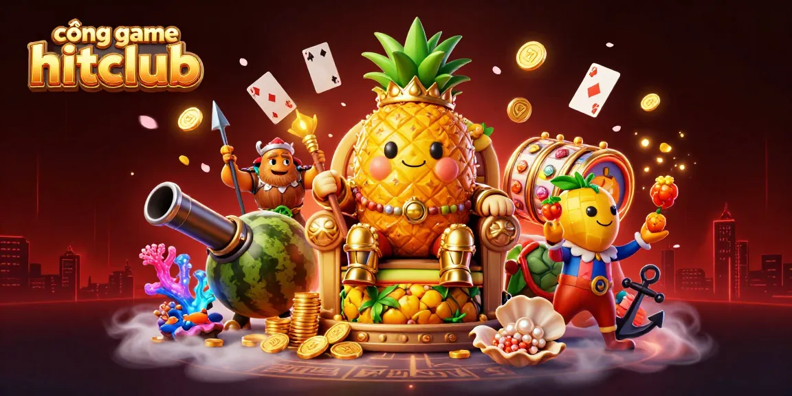 Cáng game hitclub explodes with excitement in a vibrant online casino scene featuring a golden pineapple king and dynamic game elements.