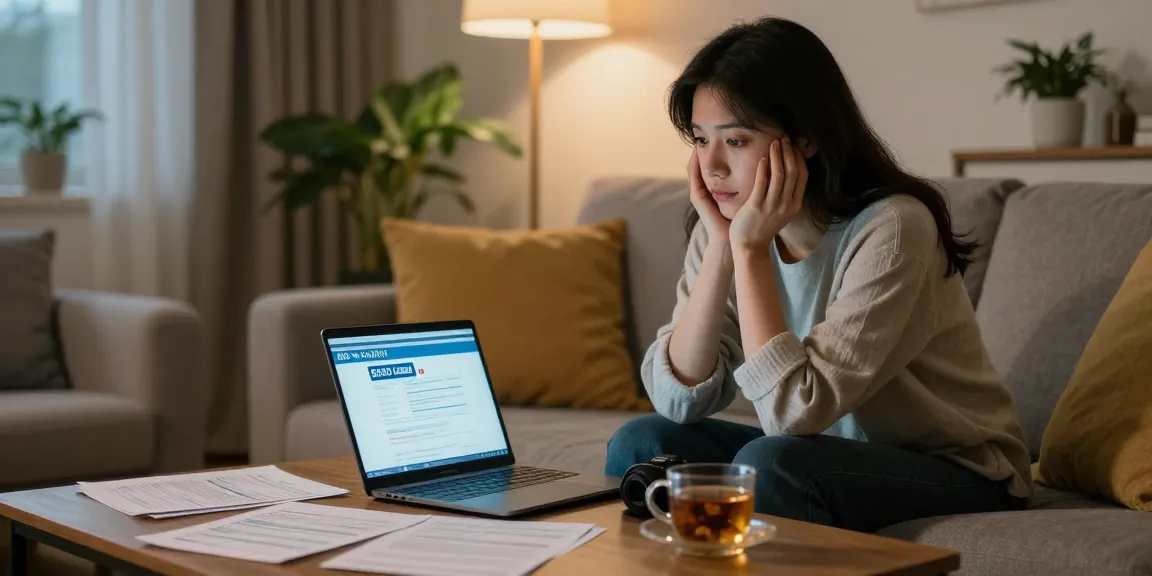 Searching for an 800 loan online in a cozy living room.