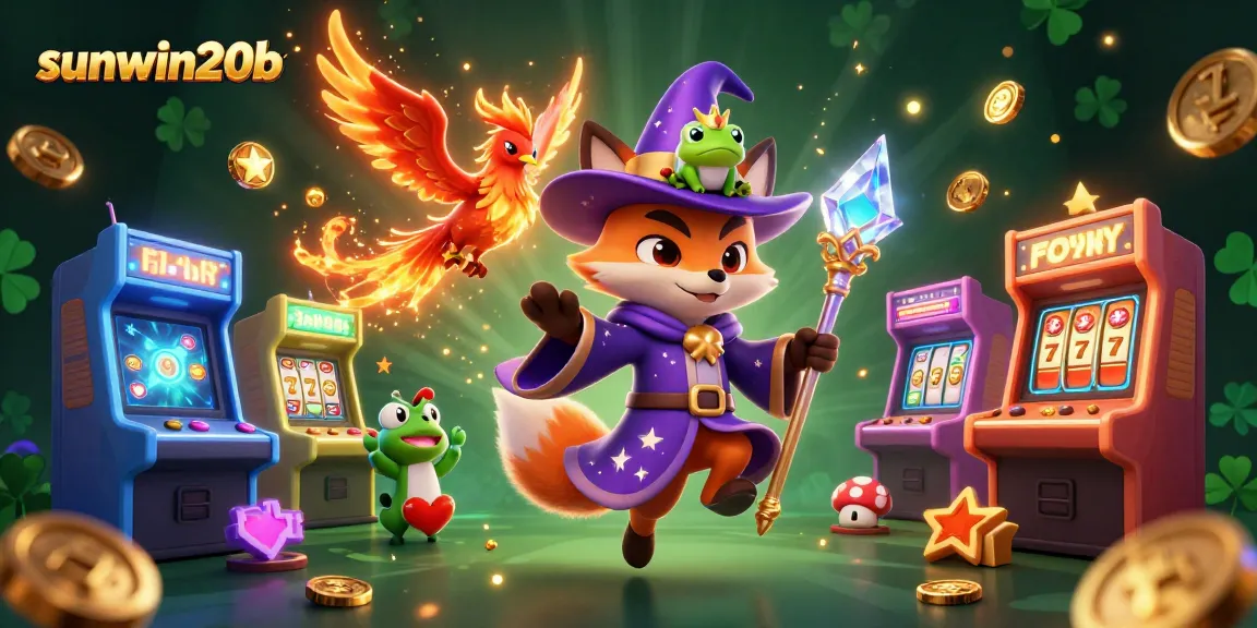 Experience exciting gameplay with sunwin20b through a vibrant illustration of casino elements and characters.