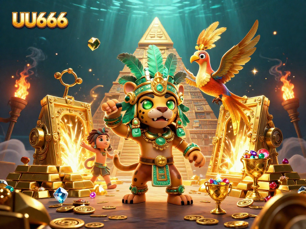 Experience the thrill of winning at UU666 with vibrant 3D casino elements and characters.