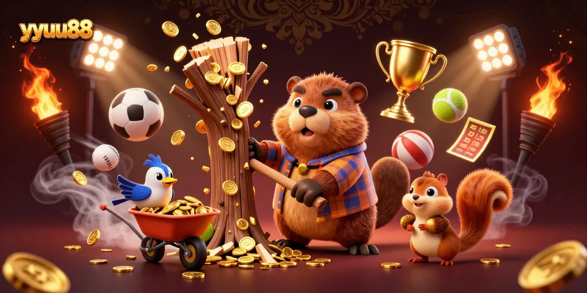 Experience exciting gameplay with yyuu88 as a 3D cartoon lumberjack beaver collects golden coins.