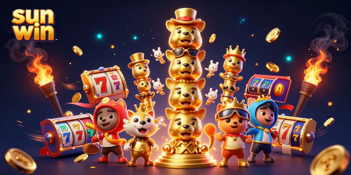 Experience thrilling gameplay at sun win casino with colorful 3D characters and slot reels.